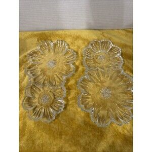 2 Vintage Hazel Atlas Double Daisy Clear Glass Snack Tray/Plate